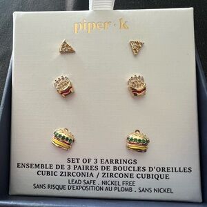 Piper K cubic zirconia food earrings